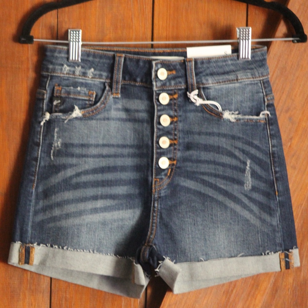 New KanCan Button Fly HighRise Jean Shorts Small